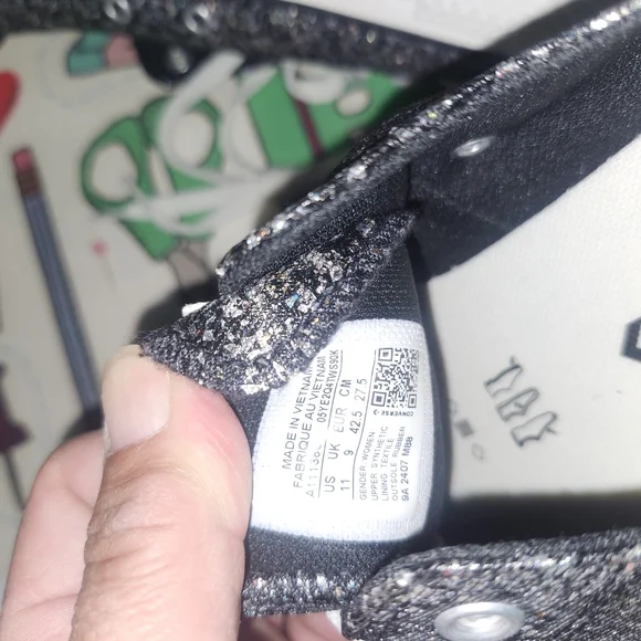 Converse Women’s Black & Silver Glitter Low Top Sneakers - Picture 2 of 4